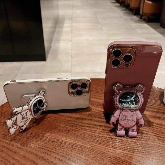 378957867-1.jpg Glänzende Glitter Quicksand Astronaut Handyhülle für Samsung - Ständer + Schutz – Bild 3