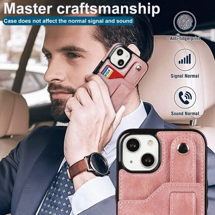 Elegant & Funktional Handy Tasche mit Kartenslot & Handgelenk-Gurt für iPhone – Bild 2