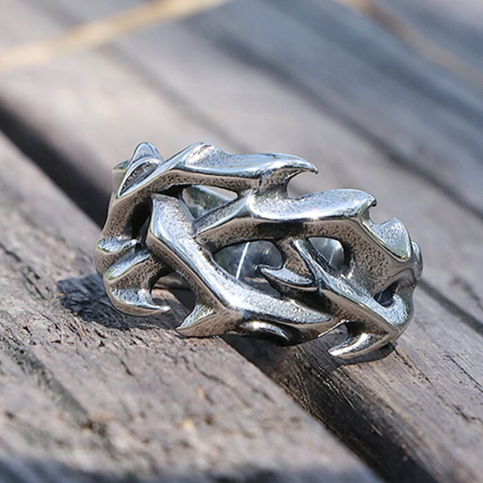 Vintage Hollow Out Design Crown of Thorns Rings For Men Women Stainless Steel Biker Men's Rings Fashion Wedding Party Gifts – Bild 2