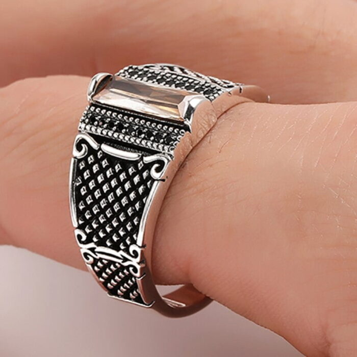 Fashion Beautiful Gift Personality Jewelry Punk Snake Scale Champagne Zircon Ring for Men – Bild 4