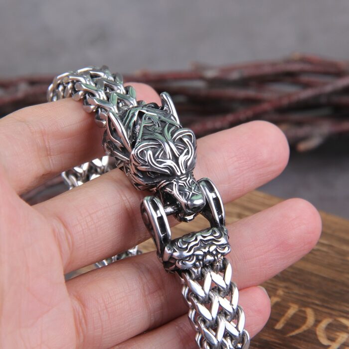 Wolfs-Armband aus Edelstahl für Männer - Einzigartig und robust - Never Fade Viking Wolf Bracelet – Bild 4