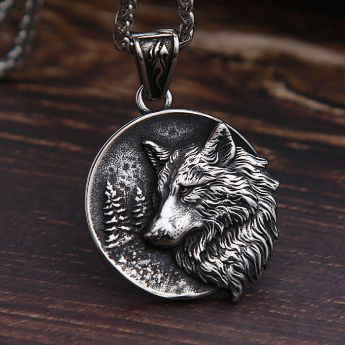 Men Vintage Viking Wolf Pendant Necklace Punk Street Rock Nordic Stainless Steel Odin Wolf Head Necklace Fashion Jewelry – Bild 1