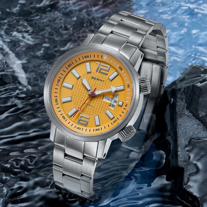 Berny Automatik Mechanische Uhr Herren Sport Leuchtend Saphir Wasserdicht Armbanduhr Selbstaufzug – Bild 4