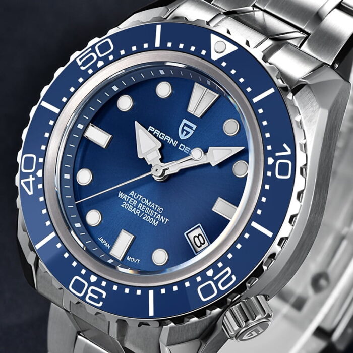 PAGANI DESIGN Luxuriöse Retro Weinrote Herrenuhr Automatik Aufzug NH35A Saphir 200M Wasserdicht Edelstahl – Bild 1