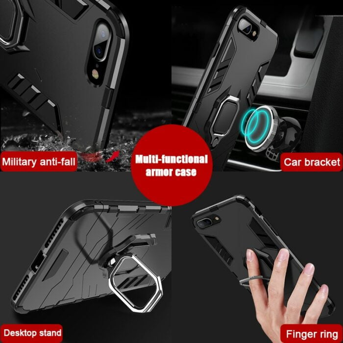 813563510-1.jpg Robuste Hülle mit Ringhalter, Stand & magnetischer Anziehung für iPhone XR-8 Plus – Bild 5