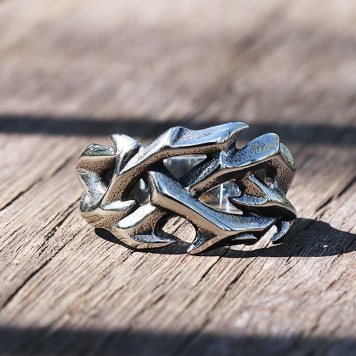 Vintage Hollow Out Design Crown of Thorns Rings For Men Women Stainless Steel Biker Men's Rings Fashion Wedding Party Gifts – Bild 4