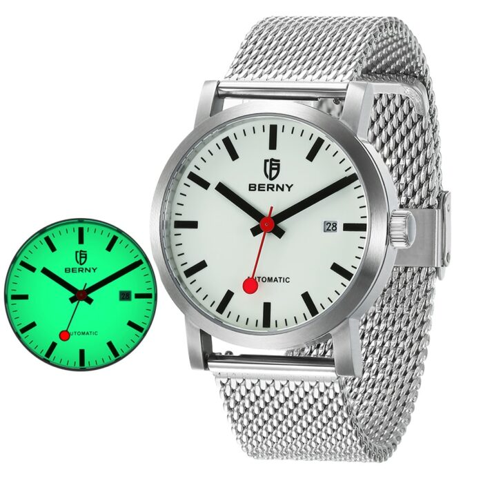 896713983-1.jpg BERNY Herren Uhr MIYOTA 8215 Mechanisch Stahl Selbstaufzug Luminous | Luxusuhr Wasserdicht – Bild 1