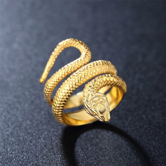 Simple Stainless Steel Snake Ring For Men Women Punk Hip Hop Fashion Couple Ring Men's Gold Color Ring Jewelry For The Best Him – Bild 2