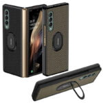 Case for Samsung Z Fold 3 Ring Holder carbon fiber pattern bracket protective shell