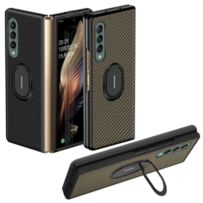H07f5e76f28584ed783118129008f6fcch.jpg Case for Samsung Z Fold 3 Ring Holder carbon fiber pattern bracket protective shell – Bild 1