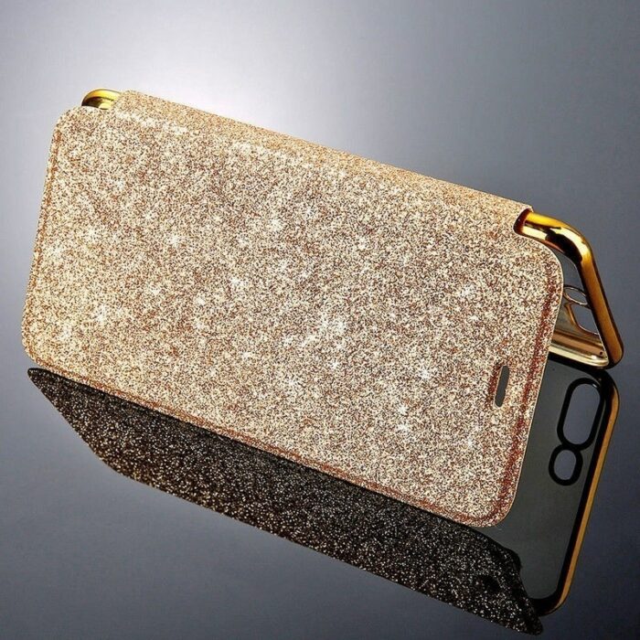 iPhone Flip Wallet Clear Back Soft TPU Bling Glitter Case Cover – Bild 3
