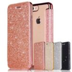 iPhone Flip Wallet Clear Back Soft TPU Bling Glitter Case Cover