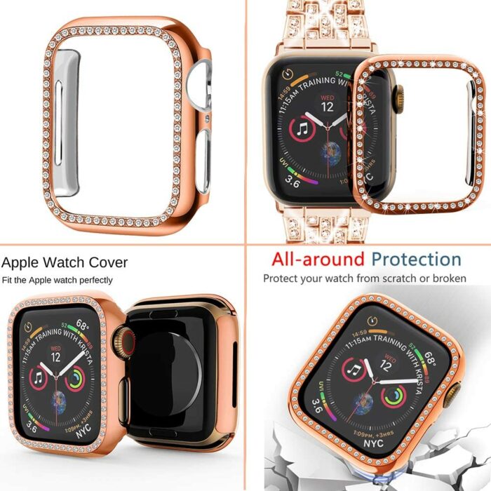 Metal Strap Woman Diamond Ring Stainless Steel Link Bracelet for Apple Watch Series 1 2 3 4 5 SE 6 – Bild 3