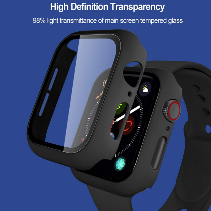 H1bd2100c8508489384ab0783bdbe7b32w.png Glass+cover For apple watch case 44mm 40mm iWatch 42mm 38mm Tempered Screen Protector accessories apple watch series 6 5 4 3 SE – Bild 3