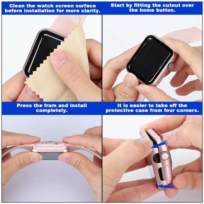 Glass+case for Apple Watch serie 6 5 4 3 SE 44mm 40mm iWatch case 42mm 38mm Bumper+screen Protector Cover Apple watch Accessorie – Bild 7