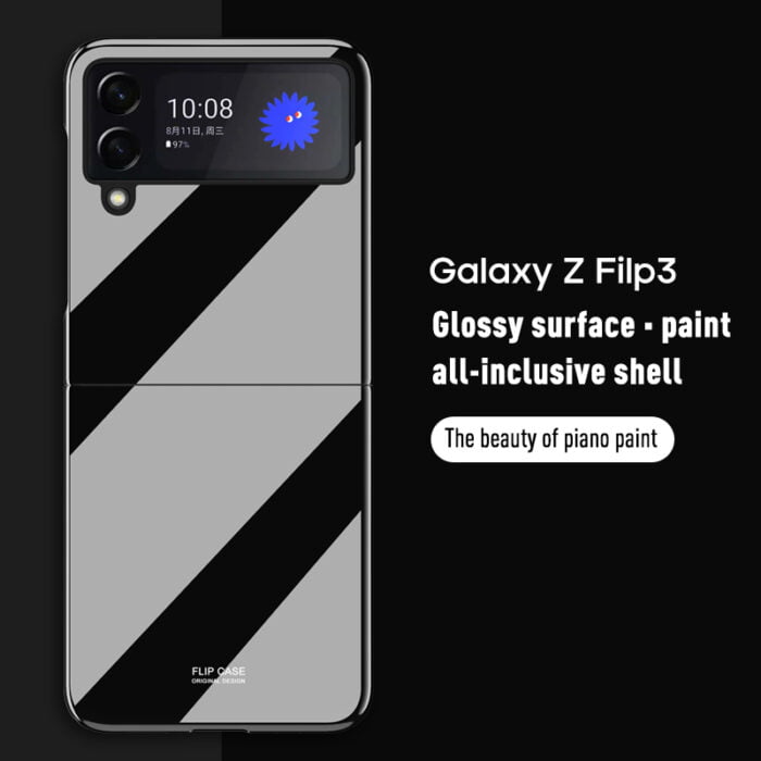 H210911c24cf4426d8d373748f20ed56f0.jpg Case for Samsung Galaxy Z Flip 3 Ultra-Thin Color Embossing Protective Cover, Bare-Metal Hand Feel 360 All-Round Protection – Bild 5