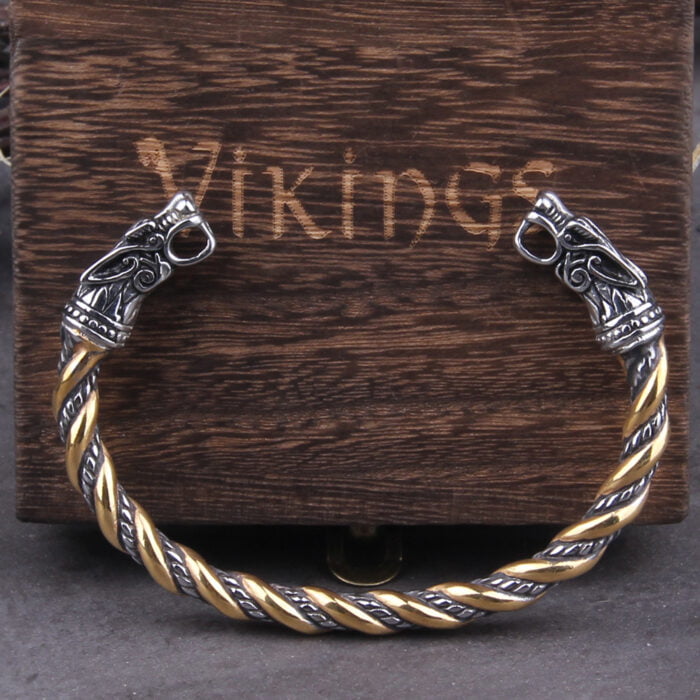 Stainless Steel Nordic Viking Norse Dragon Bracelet Men Wristband Cuff Bracelets with Viking Wooden Box – Bild 3