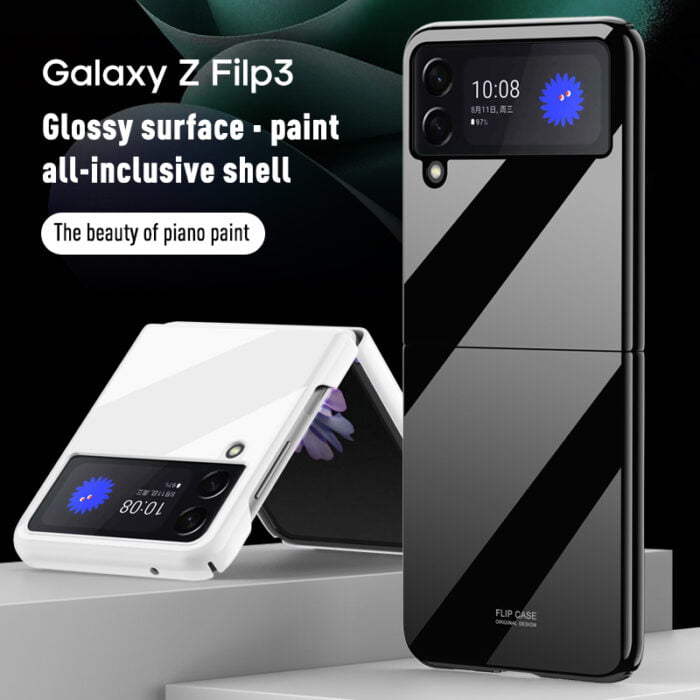 H50dd11393736468583f337554aa4bc49v.jpg Case for Samsung Galaxy Z Flip 3 Ultra-Thin Color Embossing Protective Cover, Bare-Metal Hand Feel 360 All-Round Protection – Bild 2