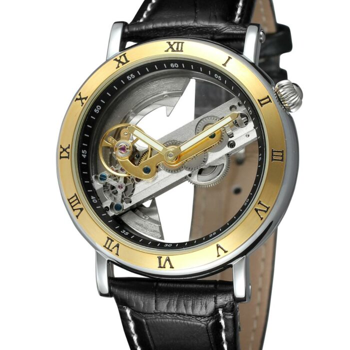 FORSINING Herren Armbanduhr Automatische Mechanische Skelett Uhr Edelstahlarmband – Bild 2