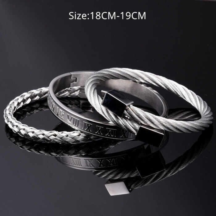 Luxury Roman Number Charm Woven Stainless Steel Bracelet Hip Hop Men Jewelry Gold Color Jewelry For Men – Bild 5