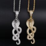 Hip Hop Micro Paved Cubic Zirconia Ice Out Glittering Cobra Snake Animal Pendant Necklace Men Rapper Punk Jewelry – Bild 4