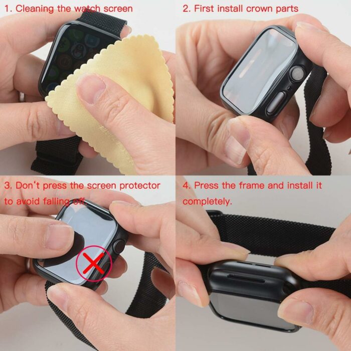 H8fc415a065454277ad1947f15ad955b7U.jpg Glass+cover For apple watch case 44mm 40mm iWatch 42mm 38mm Tempered Screen Protector accessories apple watch series 6 5 4 3 SE – Bild 7
