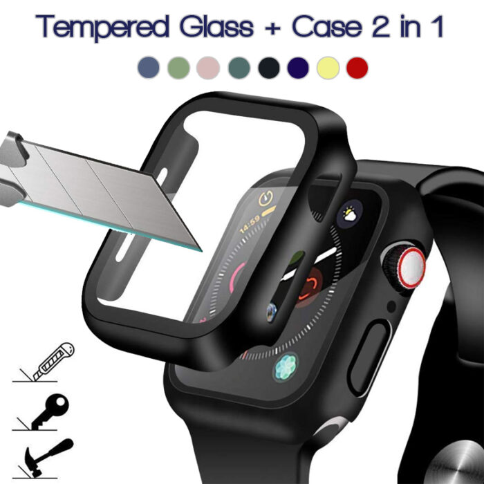 360 Full Screen Protector Bumper Frame Matte Hard Case For Apple Watch 6/SE/5/4/3/2/1 Cover Tempered Glass Film For iwatch 4/5 – Bild 1