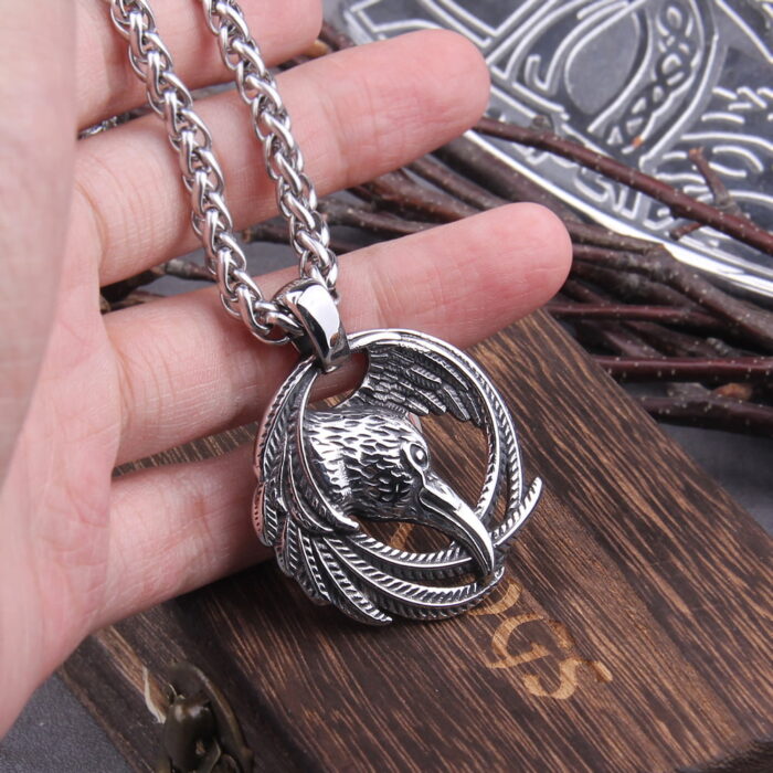 Never Fade Norse Raven Necklace Odin Viking Pendant Crow Runes Thor Hammer Mjolnir Talisman Vintage Eagle Men Necklace Women – Bild 4