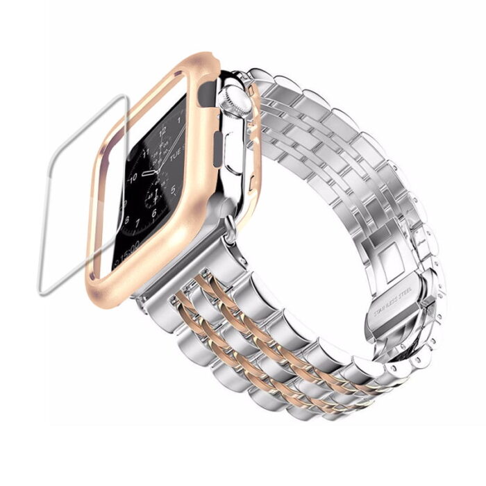Case + Strap For Apple Watch band 42mm 38mm iwatch Stainless Steel Pulseira Butterfly Watchband Apple Watch Band 5 4 3 se 6 – Bild 1