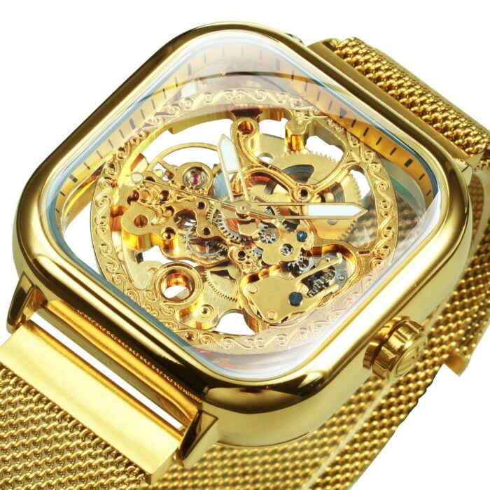 H9ff4497988a74c00a54d4408dbb4683fR.jpg Armbanduhr Uhren Herren Automatische Mechanische Uhr Gold Transparent Mesh Stahl Skelett – Bild 1