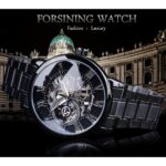 Forsining 3D Hohlgravur Vollschwarze Uhr Leuchtzeiger Herren Mechanische Uhren Top-Marke Luxus Schwarz Edelstahl – Bild 2