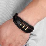 Haltbares Armband Armreif Leder Edelstahl Magnetverschluss magnetisch Herren – Bild 2