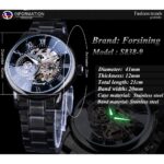 Forsining 3D Hohlgravur Vollschwarze Uhr Leuchtzeiger Herren Mechanische Uhren Top-Marke Luxus Schwarz Edelstahl – Bild 3
