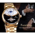 Forsining Herren Automatik Armbanduhr Royal Golden Sun Moon Selbstaufzug Skeleton Edelstahlband Mechanische Uhr – Bild 3
