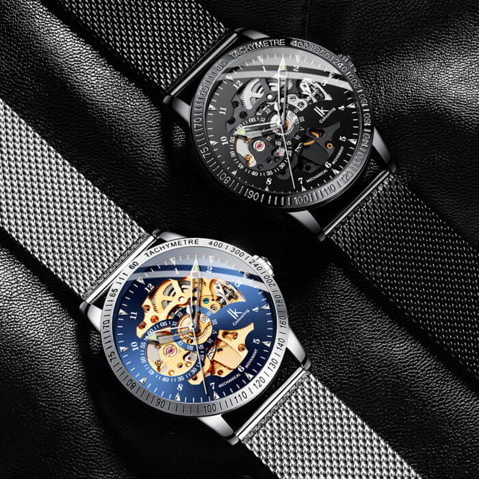 Mesh Clock Skeleton Colouring Stainless Steel Men's Watch – Bild 6