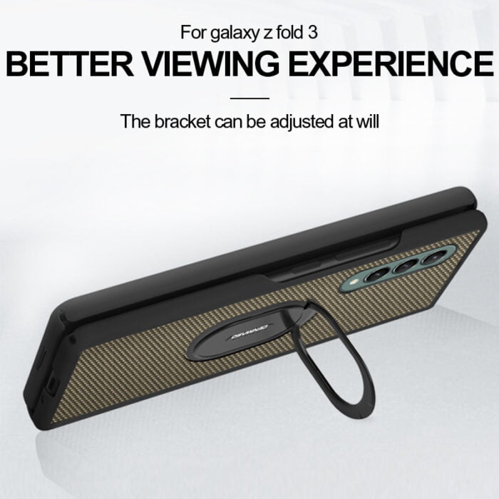 Ha4fc948ab34c4ce7b4918c4eddd1fc839.jpg Case for Samsung Z Fold 3 Ring Holder carbon fiber pattern bracket protective shell – Bild 3