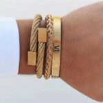 Luxury Roman Number Charm Woven Stainless Steel Bracelet Hip Hop Men Jewelry Gold Color Jewelry For Men