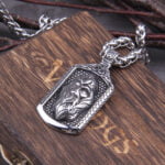 Never Fade Men Viking Odin Photo Frame Stainless Steel Necklace and Wooden Box – Bild 3