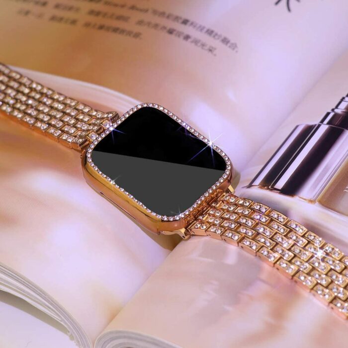 Metal Strap Woman Diamond Ring Stainless Steel Link Bracelet for Apple Watch Series 1 2 3 4 5 SE 6 – Bild 2