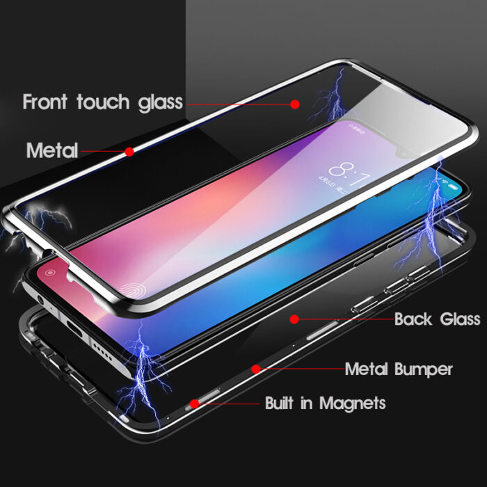 Metal Magnetic Case For Xiaomi Redmi Note 10 9 9A 9C 9S 9T K40 8 8T 8A 7 Poco M3 X3 NFC 10T Pro Double Sided Tempered Glass Case – Bild 4