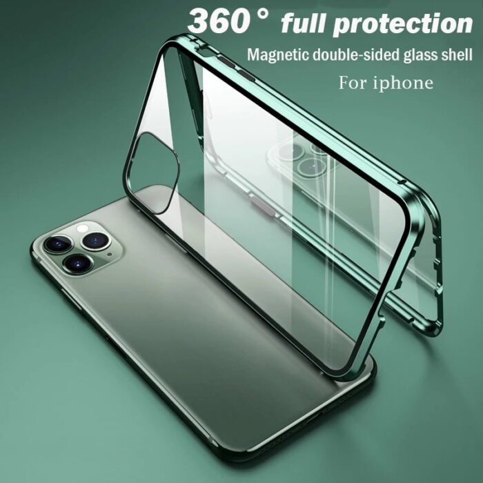 Luxury Phone Case For IPhone X XR XS 6 6S 7 8 11 12 Plus Mini SE Pro MAX 2020 360 Double Glass Shell Magnetic Adsorption Cover – Bild 1
