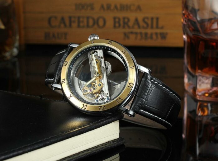 FORSINING Herren Armbanduhr Automatische Mechanische Skelett Uhr Edelstahlarmband – Bild 4