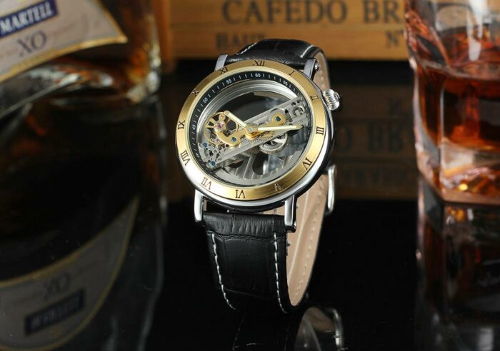 FORSINING Herren Armbanduhr Automatische Mechanische Skelett Uhr Edelstahlarmband – Bild 3