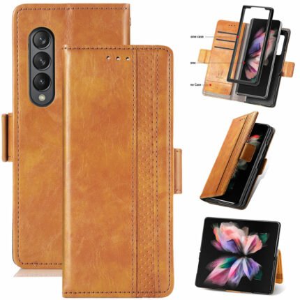 Samsung Galaxy Z Fold 3 Wallet Folio Case Magnetic Closure RFID Blocking Card Slots Case