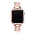 Women stainless steel bracelet Metal Crystal strap + case For Apple Watch – Bild 4