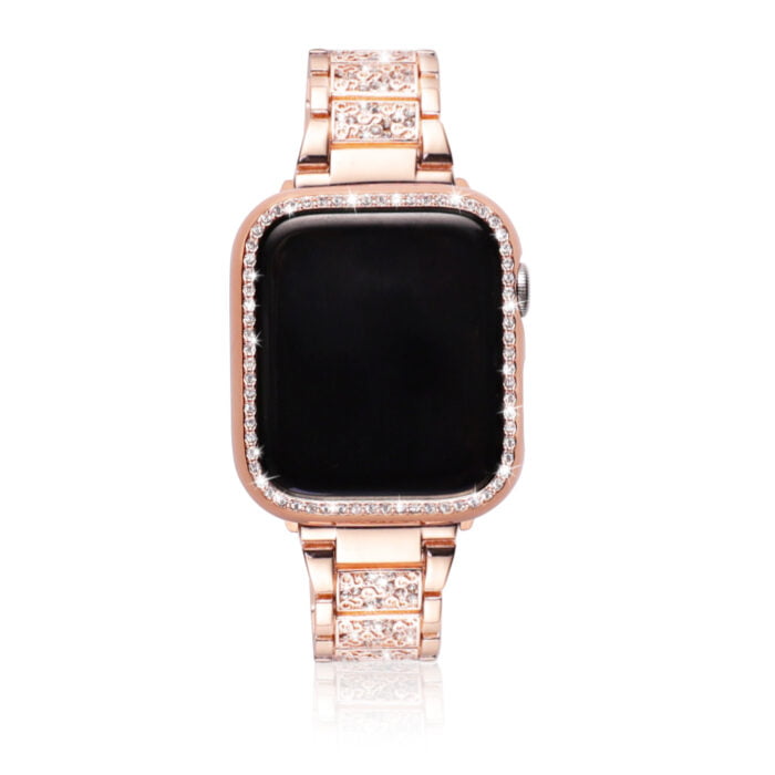 Women stainless steel bracelet Metal Crystal strap + case For Apple Watch – Bild 4