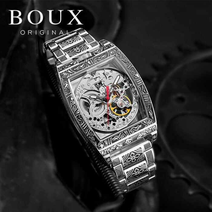 Luxuriöse mechanische Armbanduhr mit leuchtenden Eigenschaften und versteckter Druckknopfschließe für sicheren Sitz und anspruchsvolles Aussehen – Bild 4