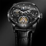 Präzise Zeitmessung und stilvolles Design: Tourbillon Mechanikuhr mit Edelstein Indizes und transparentem Skelett Design – Bild 2