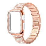 Women stainless steel bracelet Metal Crystal strap + case For Apple Watch