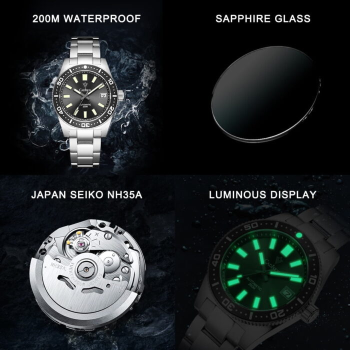 Stylish & Reliable 38mm Auto Mech Watch with Sapphire Crystal & 200m Water Resistant – Bild 6